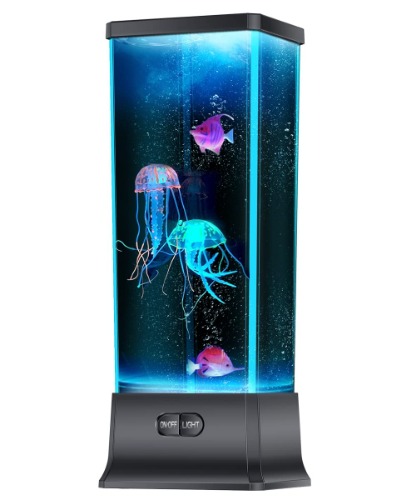 Electric Jellyfish Tank Table Lamp with Color Changing Light Gift for Kids Men Women Home Deco for Room Mood Light for Relax
