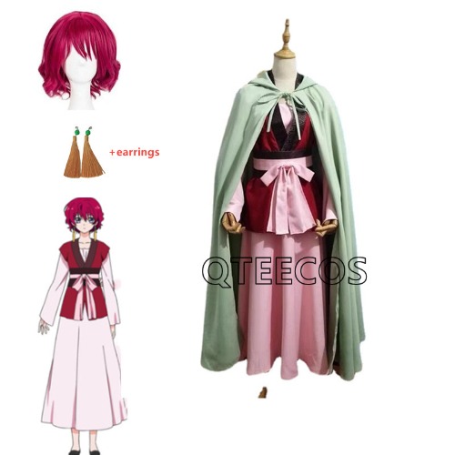 Akatsuki no Yona Princess Cosplay Costume Yona of the Dawn Dress With Cloak Women Halloween Anime Outfits Full Set