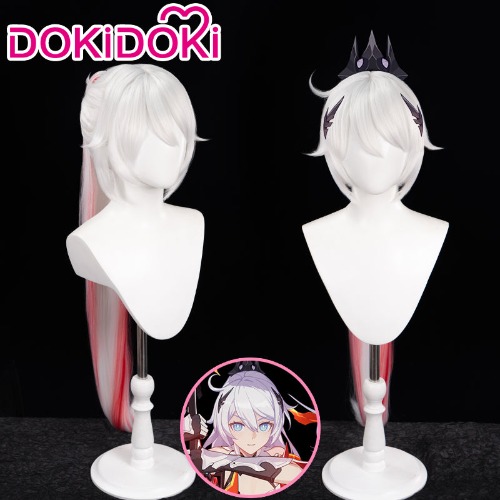 【Ready For Ship】DokiDoki Game Honkai Impact 3 Cosplay Herrscher of Flamescion Kiana Kaslana Cosplay Wig Long White Red | Kiana Kaslana