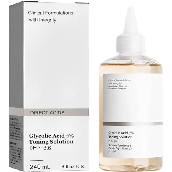 240ML Glycolic Acid 7% Toner, Glycolic Sour 7% Toning, KeepThe Skin Moist, Exfoliating Serum for Face, Hydrates and Facial Exfoliation Astringe Pores