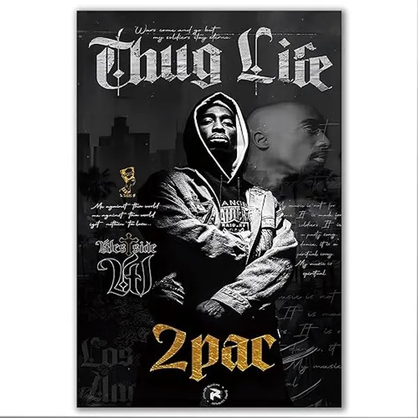 LCFhome Star Singer Tupac Poster Shakur Album Cover 2pac Posters 12 by 18 inch Music Posters for Room Bedroom Living Room Aesthetic Canvas Wall Art for Room Decor