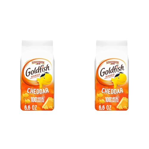 Goldfish Cheddar Cheese Crackers, Baked Snack Crackers, 6.6 oz Bag (Pack of 2) - Cheddar - 6.6 Ounce (Pack of 2)
