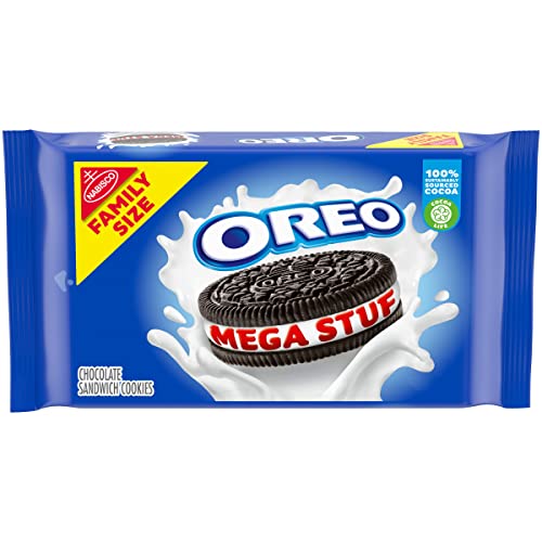 OREO Mega Stuf Chocolate Sandwich Cookies, Family Size, 17.6 oz