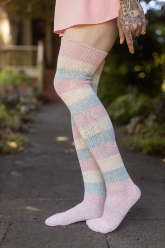 Marled Cotton Candy Stripes Thigh High | Large