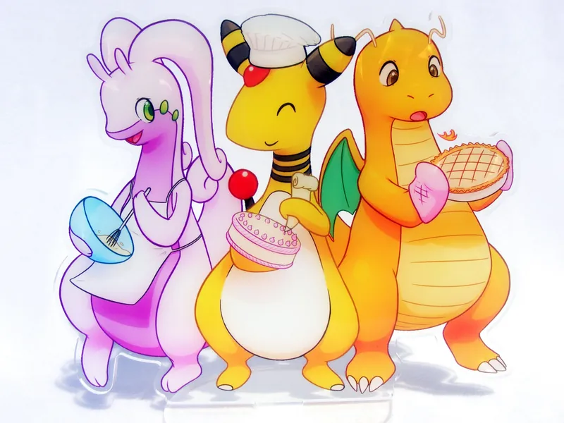 Goodra, Ampharos, and Dragonite Acrylic Stand - Pokemon Acrylic Standee