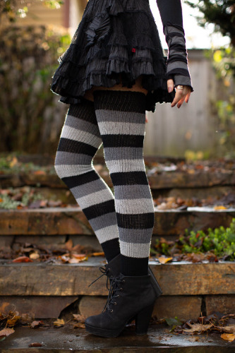 Shadow Stripes Thigh High Socks | Large