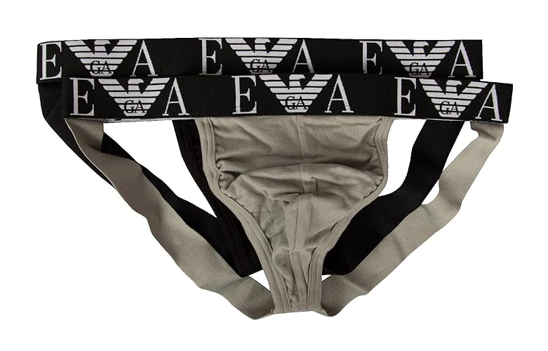 Emporio Armani Jockstrap Jockstrap Pack of 2 Men's Elastic Underwear Briefs Item 111932 4R715 Jockstrap 2 - Small - 24943 Pietra / Nero