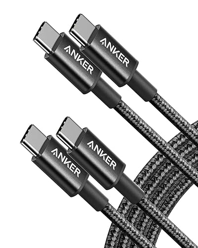 Anker USB C to USB C Cable, Type C 60W Fast Charging Cable (6FT, 2Pack) for iPhone 16 Series, iPad Mini 6 and More (USB 2.0, Black) - 6ft (Pack of 2) - Black