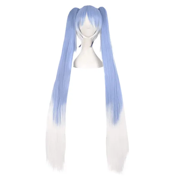 MapofBeauty 47 Inch/120cm Fashion Long Straight Cosplay Wig (Blue Grey/White) - Blue Grey/White