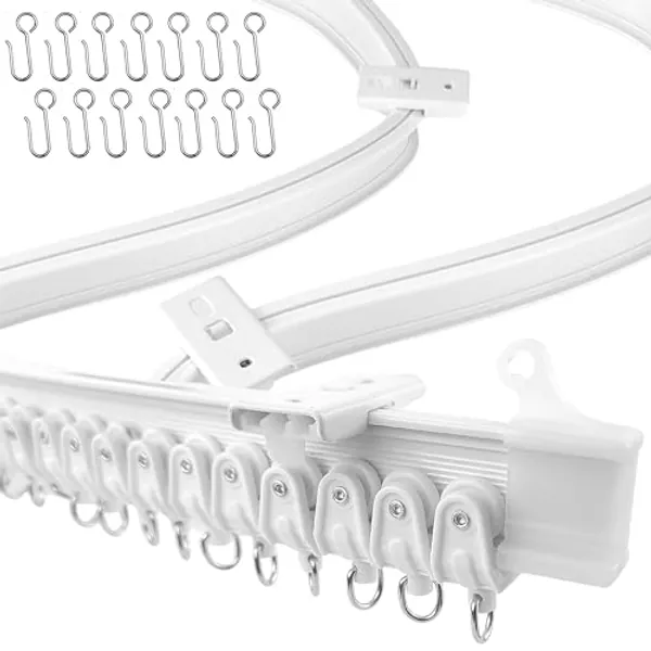 UrbanRed Flexible Ceiling Curtain Track - Room Divider, Curtain Rod, Ceiling Track, Wall Divider Curtain, Ceiling Mount, RV Rail, Shower Corner, Long Curved Hospital Privacy System (White, 0.9 Meters)