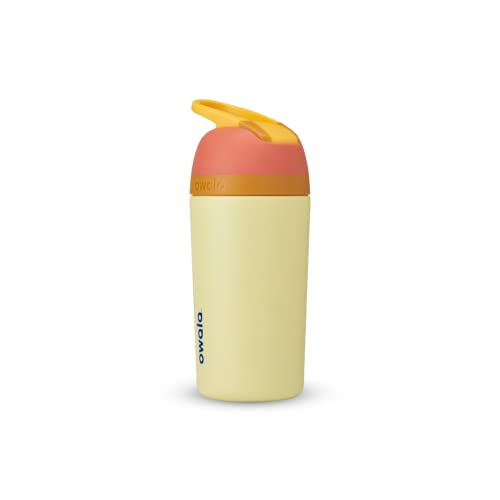 Owala Kids Flip Insulation Stainless Steel Water Bottle with Straw, Locking Lid Water Bottle, Kids Water Bottle, Great for Travel, 14 Oz, Orange and Blue (Blue Citrus) - 1-Pack - Orange & Yellow
