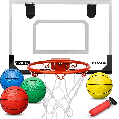 Mini Basketball Hoop for Home Office Door & Wall, Over The Door Basketball Hoop for Kids Adults, Door Room Basketball Hoop with 3 Rubber Balls, Sport Party Favors Gift for Boys Girls