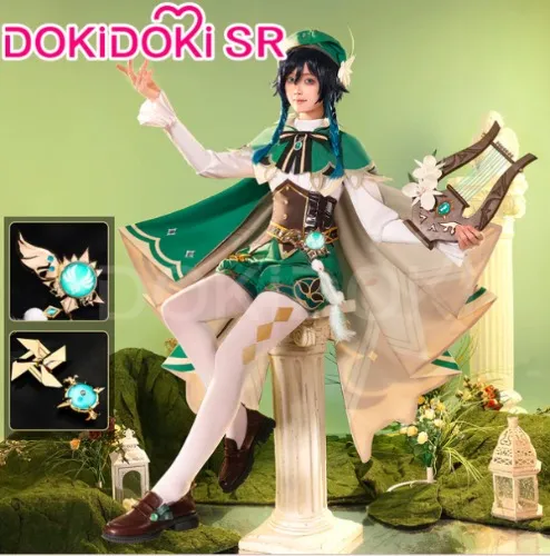 【 Ready For Ship 】【Size S-2XL】DokiDoki-SR Game Genshin Impact Cosplay Venti Costume | Upgrade Ver. Costume Only（Metal Accessories）-2XL-PRESALE
