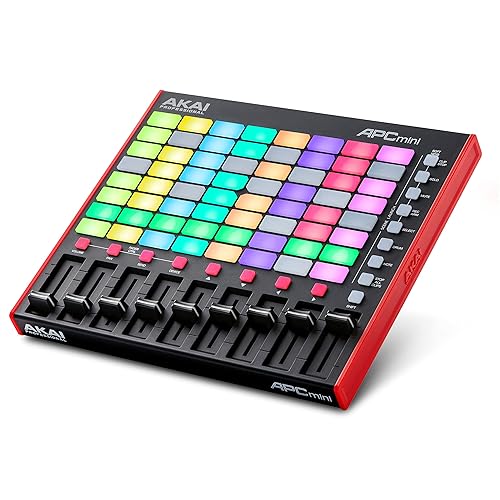 AKAI Professional APC Mini MK2 - USB MIDI Pad Controller for Clip Launching with Ableton Live Lite, 64 RGB Pads, Drum and Note Mode and MIDI Mixer - APC MINI 2