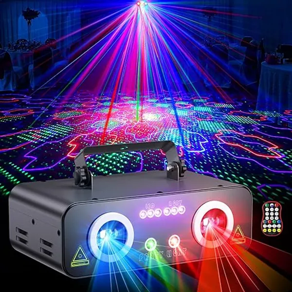 Ehaho 5 in 1 Disco Lights, L2800 Disco Lights for Parties, Dj Lights with Music Sound Activated, 3D RGB Animation Stage Lights with DMX 512 Controller for Parties Bar Nightclub Live Show