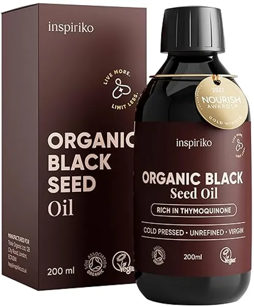 Black Seed Oil Organic Cold Pressed. Up to 5X Strength. Award Winning Organic Black Seed Oil - Known as Cumin, Cold Pressed Nigella Sativa, and Kalonji, 200 ml - 200 ml (Pack of 1)