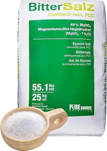 PSN Organic Vegan Epsom Salt 25KG 100% Natural FCC Food Grade Magnesium Sulphate Epsom Salts for Bath Bombs Bath Soak Bathing Spa - Unscented - 25 kg (Pack of 1)