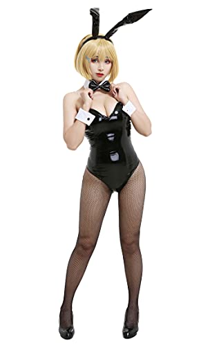 Cosplay.fm Women's Bunny Girl One Piece Bodysuit Japanese Style Bunny Cosplay Costume with Headdress and Bow Accessory - Medium - Black