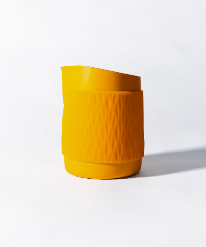 15OZ SLOW POUR SUPPLY® X WPM Monochrome Handleless Latte Art Pitcher with Soft Touch Silicone Wrap | Marigold