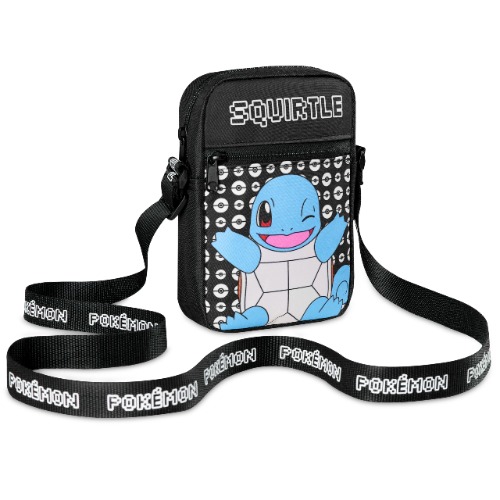 Pokemon Schoudertas Cross-Body Bag voor Kinderen - Verstelbare Riem Kids Pikachu Kleine Reistas - Gamer Gifts, Zwarte Squirtle, Eén maat