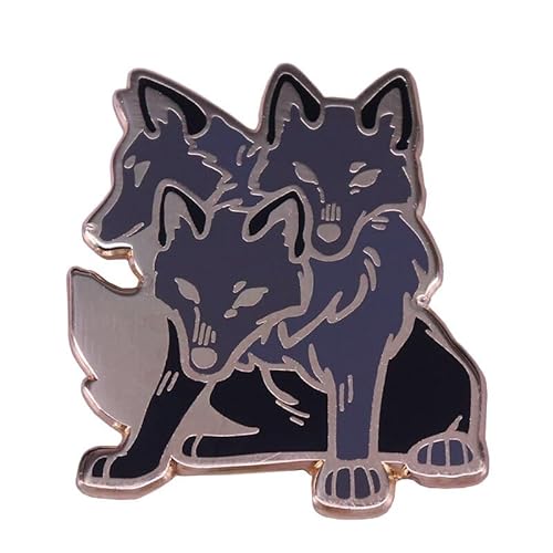 Three Head Wolf 3 Headed Dog Cerberus 1.25" Enamel Pin Badge