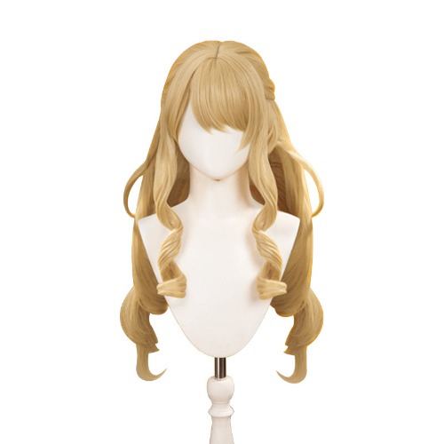 DokiDoki Game Genshin Impact Wig Cosplay Fontaine Navia Cosplay Wig Long Curly Yellow Hair | Wig (Dark Ver.)-PRESALE