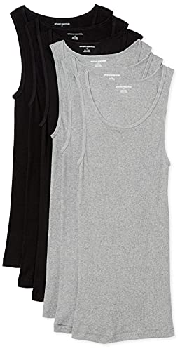 Amazon Essentials Men's Tank Undershirts, Pack of 6 - Large - Black/Grey Heather