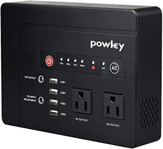 powkey 200Watt Portable Power Bank with AC Outlet, 42,000mAh Rechargeable Backup Lithium Battery, 110V Pure Sine Wave AC Outlet for Outdoor RV Trip Travel Home Office Emergency - 200W
