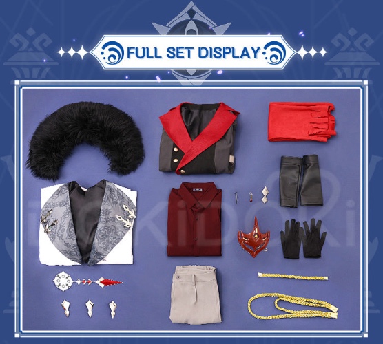 【Ready For Ship】【Size S-2XL】DokiDoki-SR Game Genshin Impact Fatui Harbinger Cosplay Tartaglia Cosplay Costume Childe | Full Set-XL(L cloak+ XL inside)