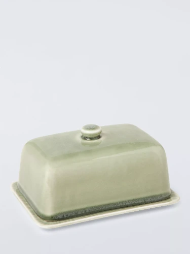 John Lewis Leckford Stoneware Butter Dish, Green