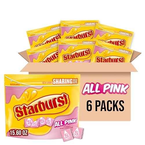 STARBURST All Pink Fruit Chews Chewy Candy Bulk Pack, Sharing Size, 15.6 Ounce (Pack of 6) - All Pink