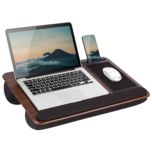 LAPGEAR Home Office Pro Lap Desk with Wrist Rest, Mouse Pad, and Phone Holder - Espresso Woodgrain - Fits up to 15.6 Inch Laptops - Style No. 91612 - Espresso Woodgrain - Home Office Pro W/Wrist Rest