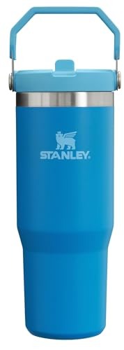 STANLEY IceFlow Stainless Steel Tumbler with Straw, Vacuum Insulated Water Bottle for Home, Office or Car, Reusable Cup with Straw Leak Resistant Flip - 30oz - Azure
