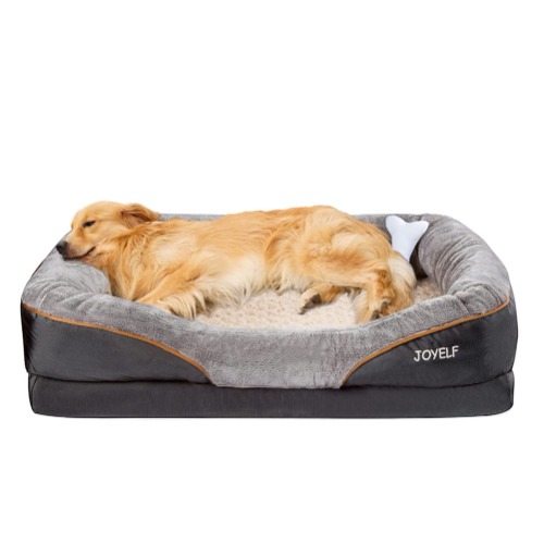 JOYELF XLarge Memory Foam Hundsäng, Ortopedisk Hundsäng & Soffa med avtagbart tvättbart överdrag och Squeaker Toy som present. - XLarge-102x77 cm