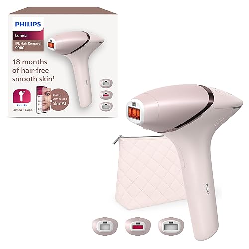 Philips Lumea 9900 Series, IPL-Haarentfernungsgerät, Alternative zur Laserhaarentfernung, SenseIQ und SkinAI, 3 Aufsätze für Körper, Gesicht und Präzisionsbereiche, Akku- und Netzbetrieb, BRI953/02 - BRI953/02