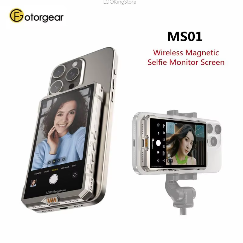 Fotorgear ms01 tela magnética do monitor de selfie do telefone para smartphone câmera traseira selfie vlog transmissão ao vivo para iphone android - AliExpress 44