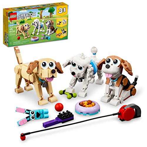 LEGO Creator 3 in 1 Adorable Dogs Building Toy Set, Gift for Dog Lovers, Featuring Dachshund, Beagle, Pug, Poodle, Husky, and Labrador Figures for Kids 7 and Up, 31137 - Multi-color
