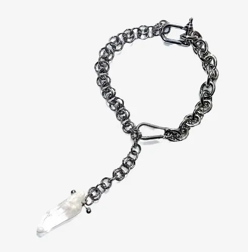 Quartz and Steel Chain Necklace