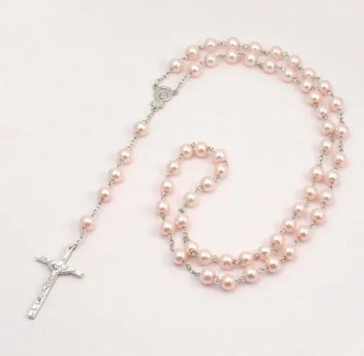 Pale Pink Pearl Rosary Beads.