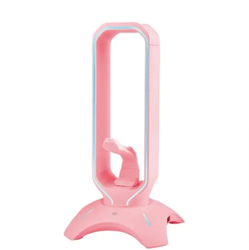 Pink RGB Headphone Stand with mouse bungee
