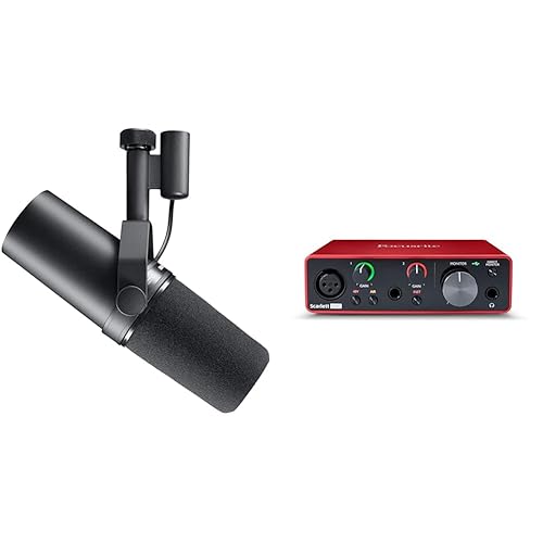 Shure SM7B Dynamisches Gesangsmikrofon für Broadcast, Podcast & Recording, XLR-Studiomikrofon & Focusrite Scarlett Solo 3. Gen USB-Audio-Interface-Bundle für Gitarristen,Sänger oder Produzenten - SM7B + USB-Audio-Interface