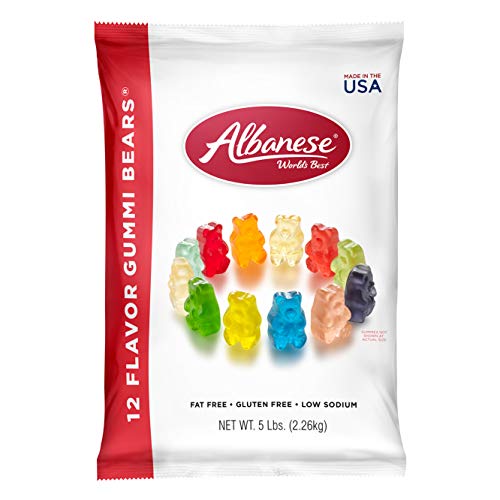 Albanese World's Best 12 Flavor Gummi Bears, 5lbs of Candy - Lemon, Cherry, Orange, Pineapple, Strawberry, Apple, Mango, Lime - 5 Pound (Pack of 1)