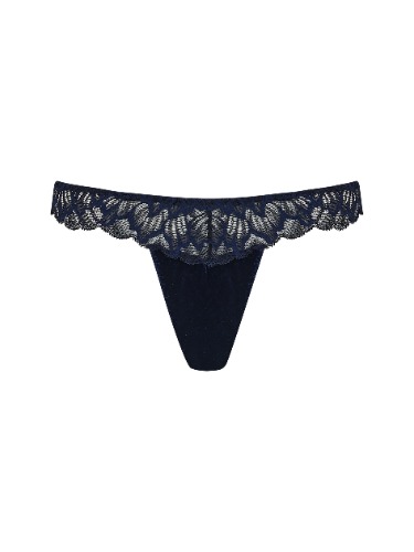 Coco De Mer Azzurra Skirted Thong in Sapphire | M