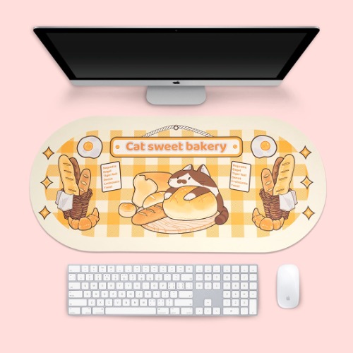 Cute Cartoon Cat Mouse Pad And Keyboard Wrist Rest | Style A