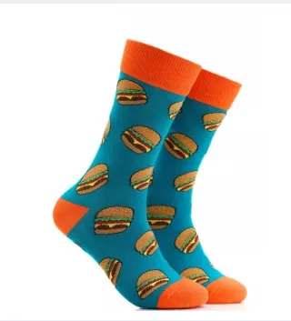 Iconic Socks Burger Food Pattern Crew length 