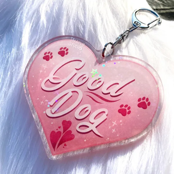Good Dog/Bad Dog | 3" Holographic Acrylic Charm | Acrylic Keychain | Furry Fandom | Fursuit Collar Charm | Pet Play | Puppy Play