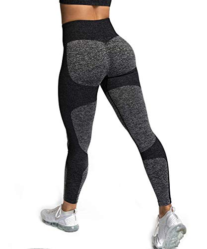 Yaavii Legging Femme Sport Pantalon Yoga à Taille Haute - Basique - Noir - XL