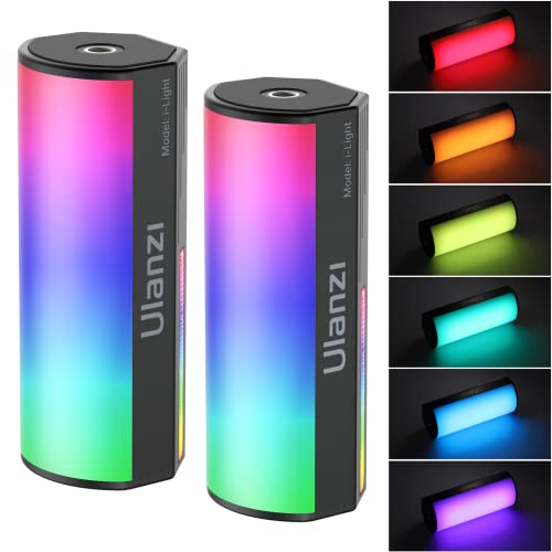 ULANZI 2 Pack Handheld Light Wand, 360° RGB LED Video Light for Photography, 2000mAh Rechargeable Light Stick for Video Shooting, 2500-9000K Dimmable Camera Light w LCD, Support Magnetic Attraction - 2 Piece Set