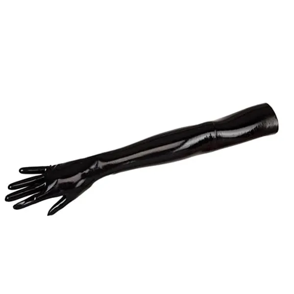 EXLATEX Women's Latex Black Long Gloves Outfits - X-Small - Black