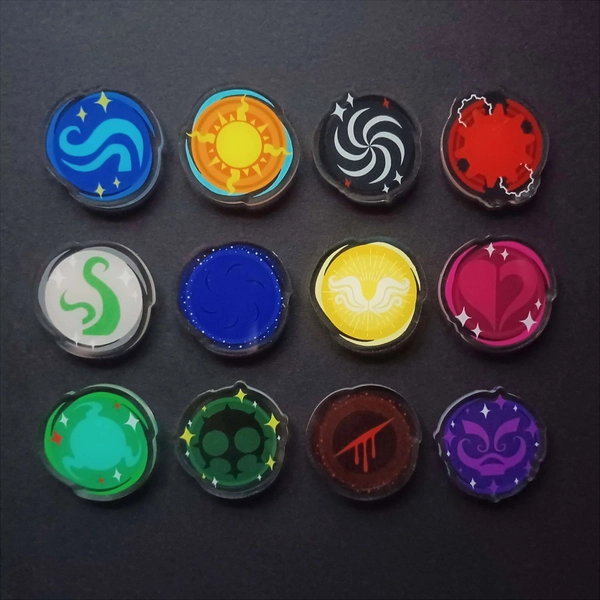 Godtier Aspect Acrylic Pins (4cm)